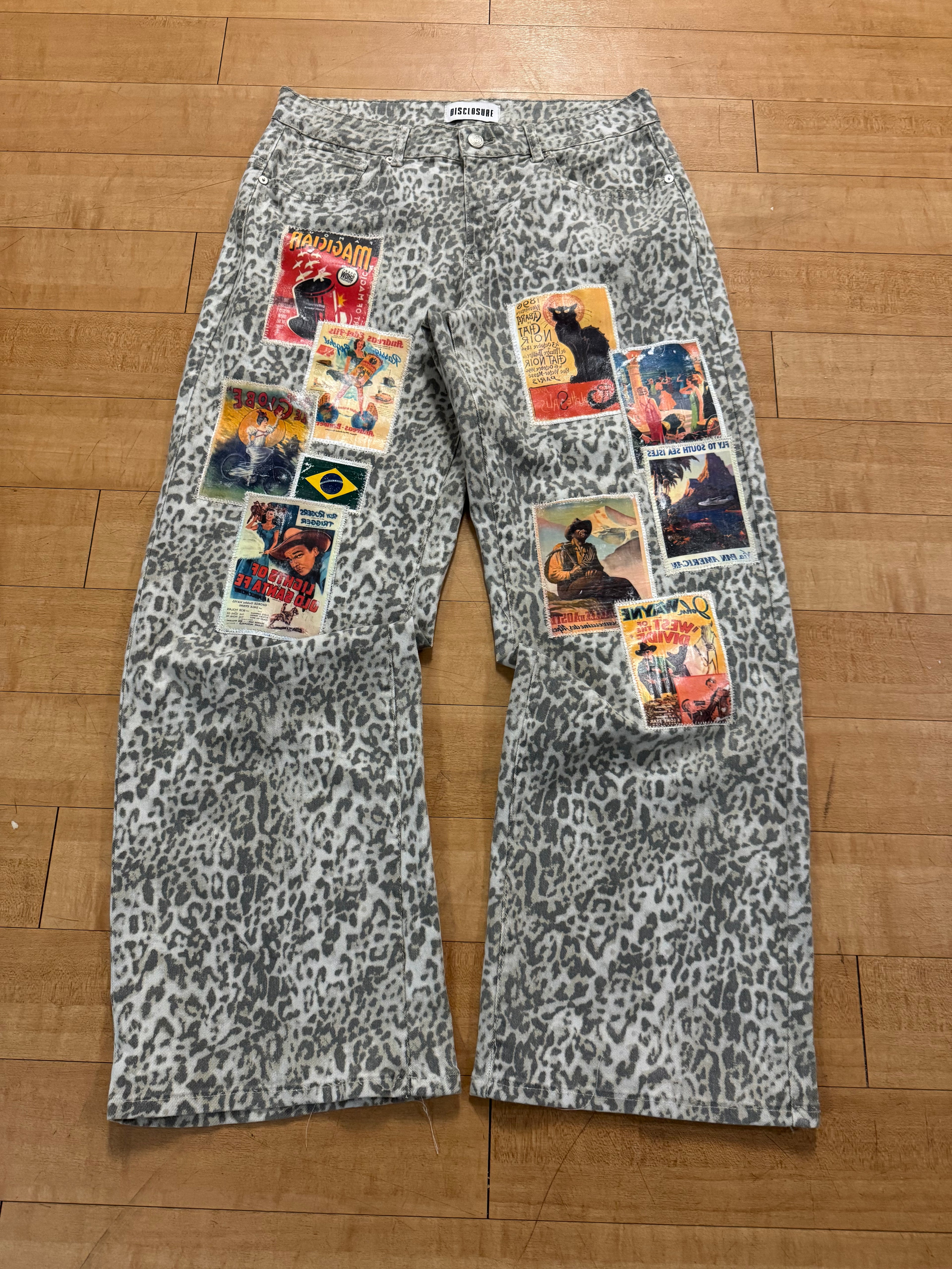 Cheetah Print Vintage Patchwork Denim