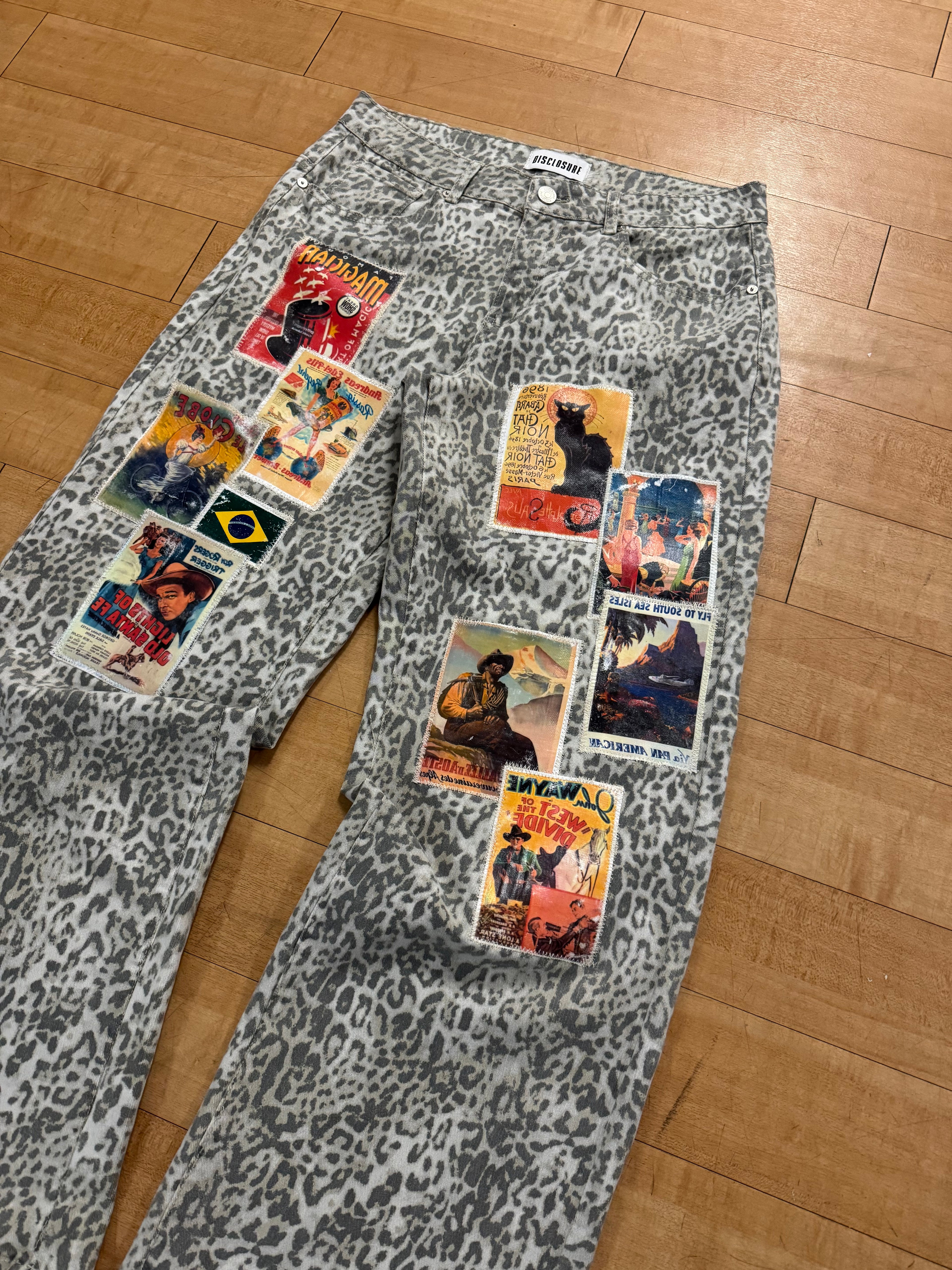 Cheetah Print Vintage Patchwork Denim