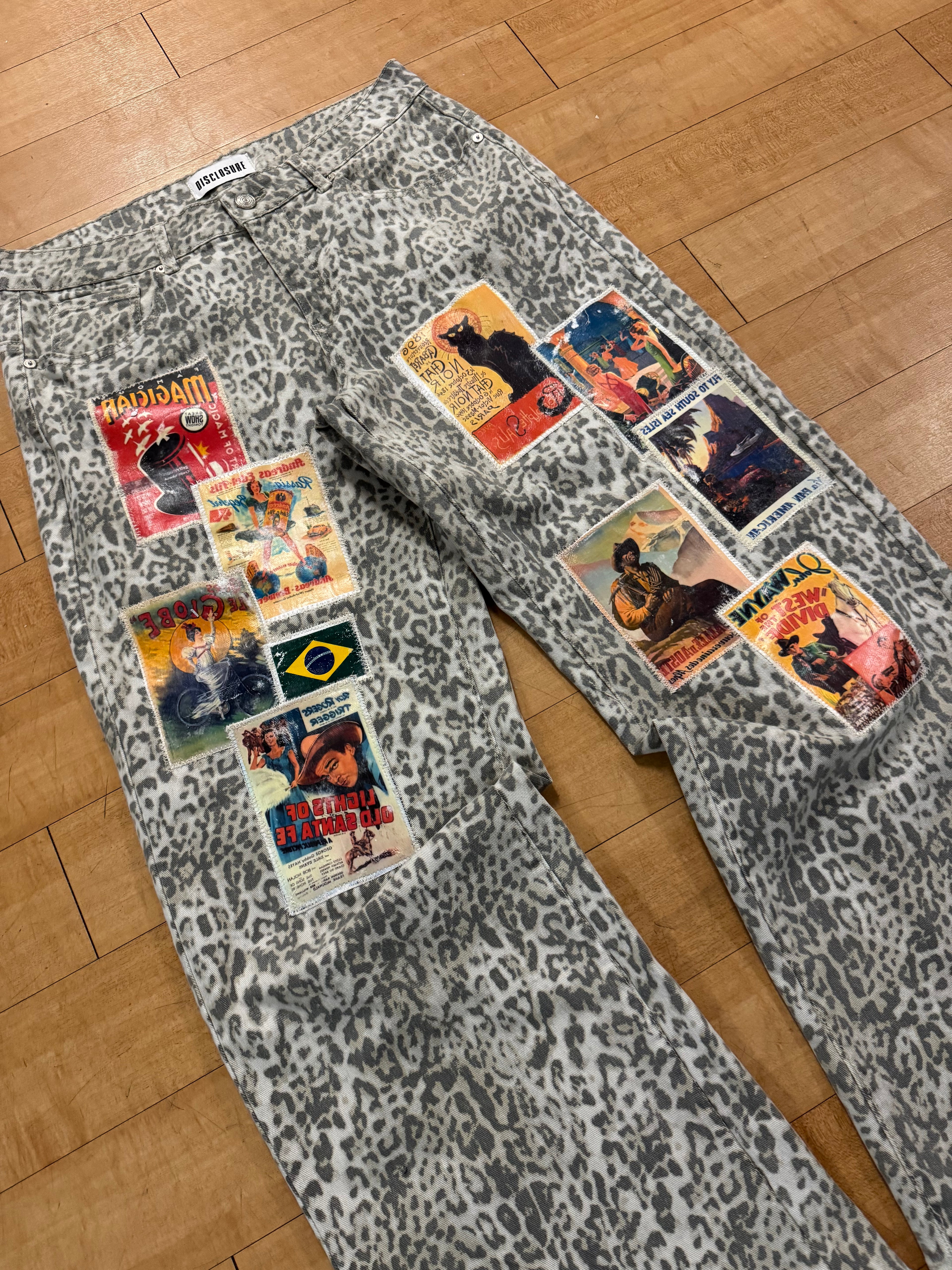 Cheetah Print Vintage Patchwork Denim